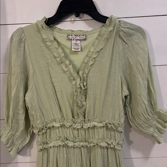 Sage Green Ruffle Maxi Dress Size S - Picture 5 of 6